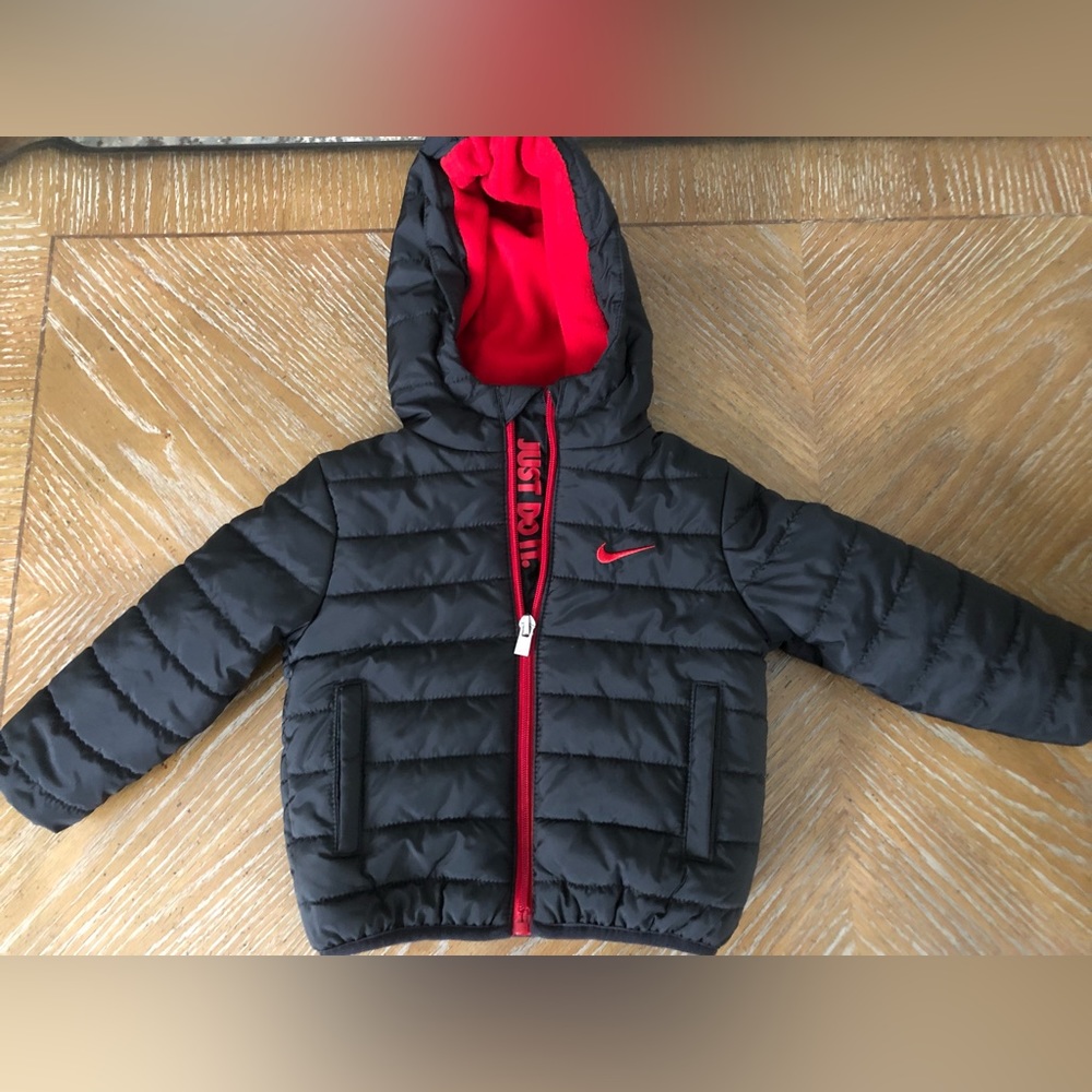 Baby Nike Puffer Jacket/Winter Coat - Black and Red